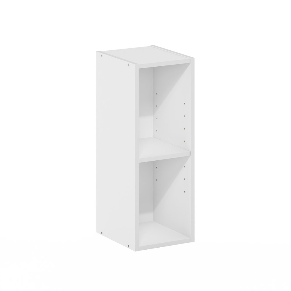 FULDA Book Shelf, 2-Tier Narrow Storage Cabinet, White. Picture 1