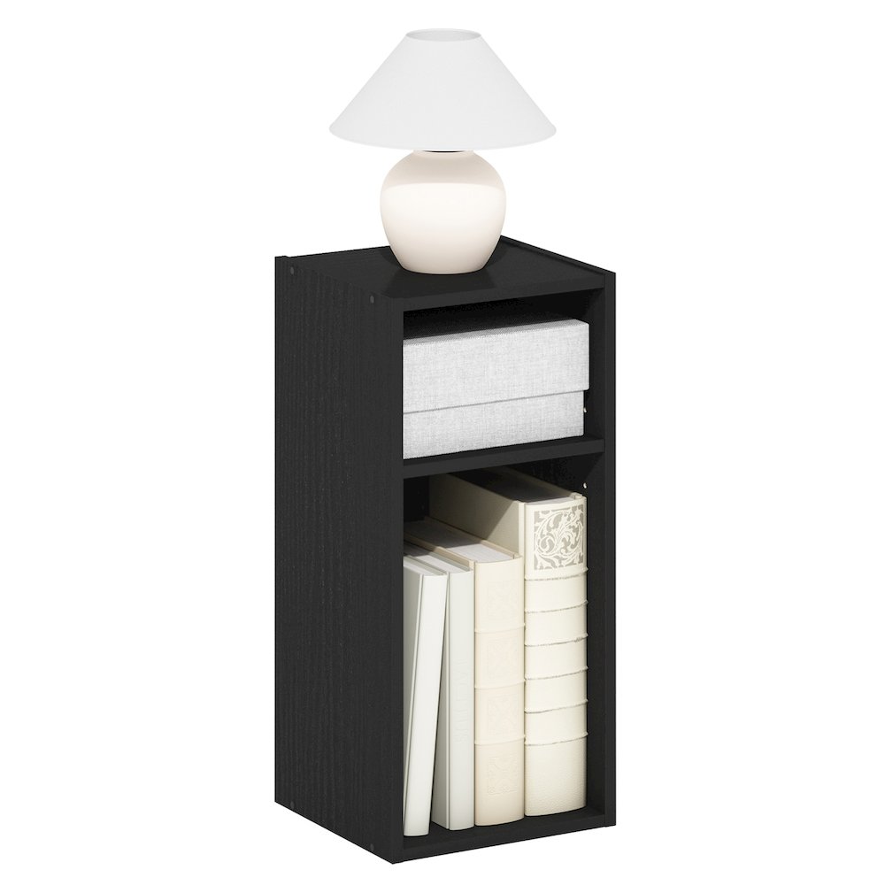 FULDA Book Shelf, 2-Tier Narrow Storage Cabinet, Blackwood. Picture 4