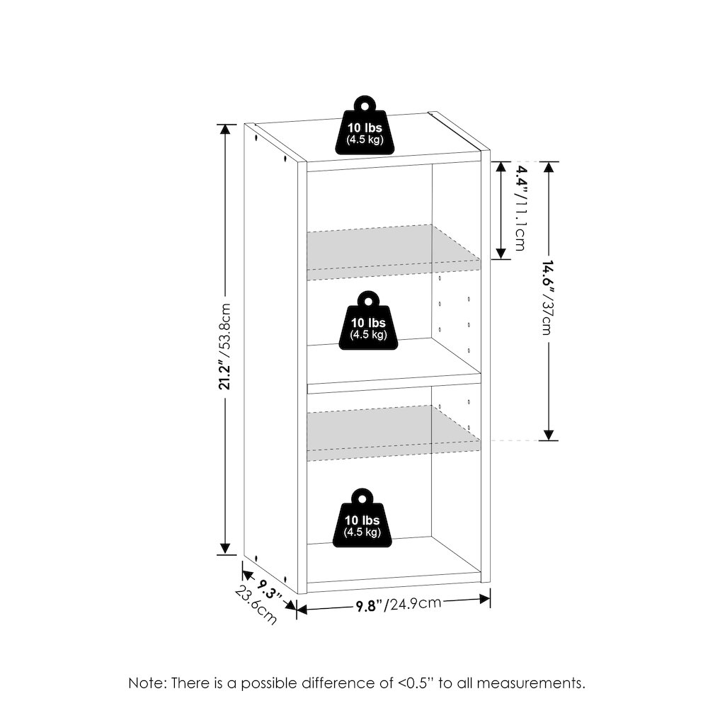 FULDA Book Shelf, 2-Tier Narrow Storage Cabinet, Blackwood. Picture 6
