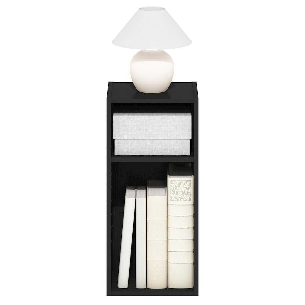 FULDA Book Shelf, 2-Tier Narrow Storage Cabinet, Blackwood. Picture 7