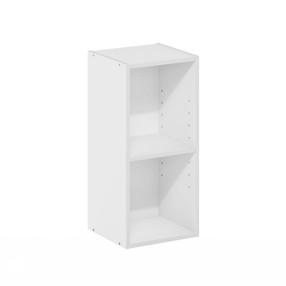 FULDA Book Shelf, 2-Tier Narrow Storage Cabinet, White. Picture 1