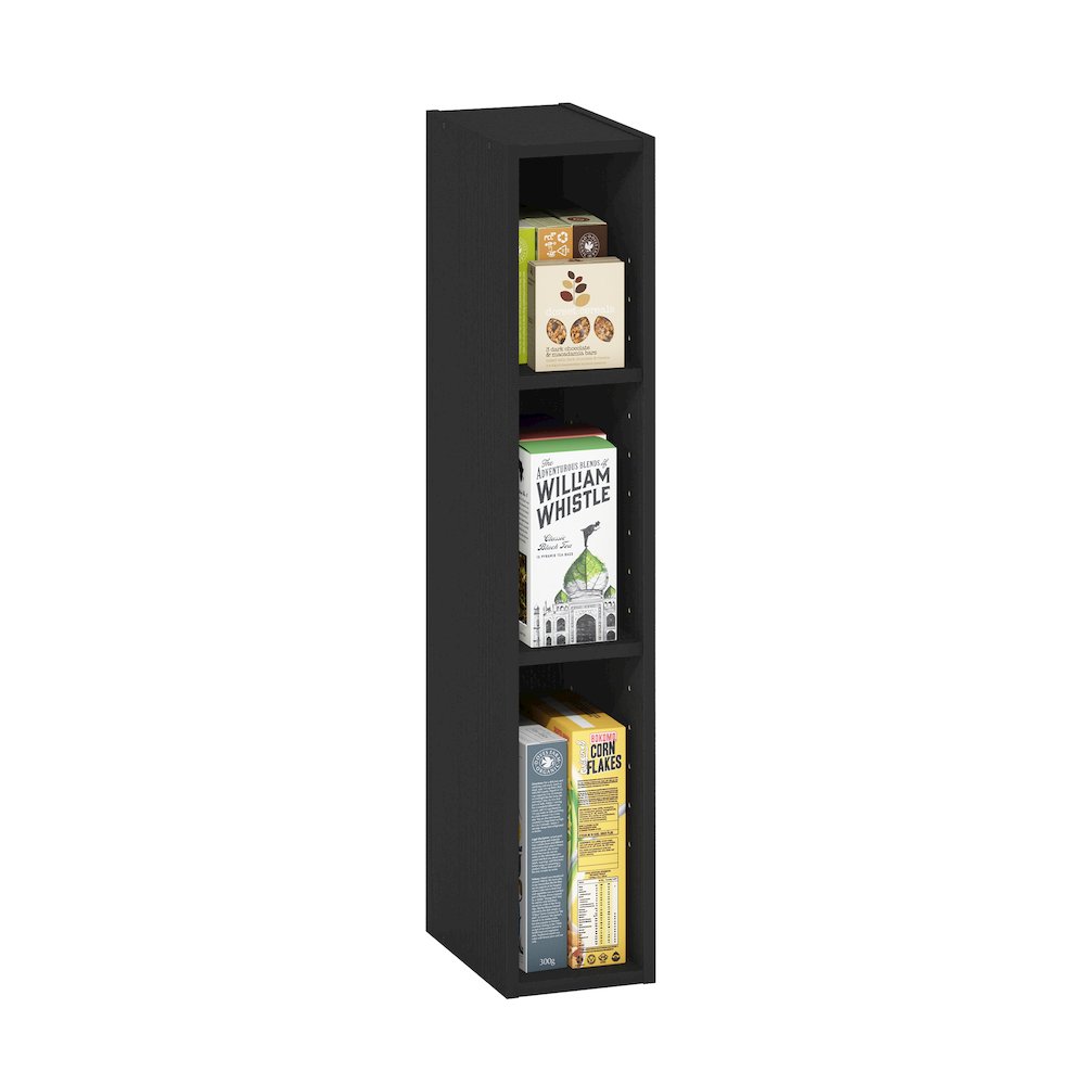 FULDA Book Shelf, 3-Tier Narrow Storage Cabinet, Blackwood. Picture 5