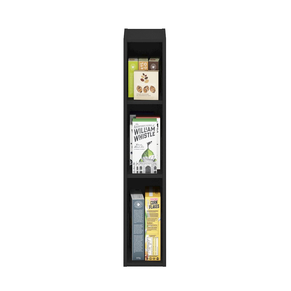 FULDA Book Shelf, 3-Tier Narrow Storage Cabinet, Blackwood. Picture 1