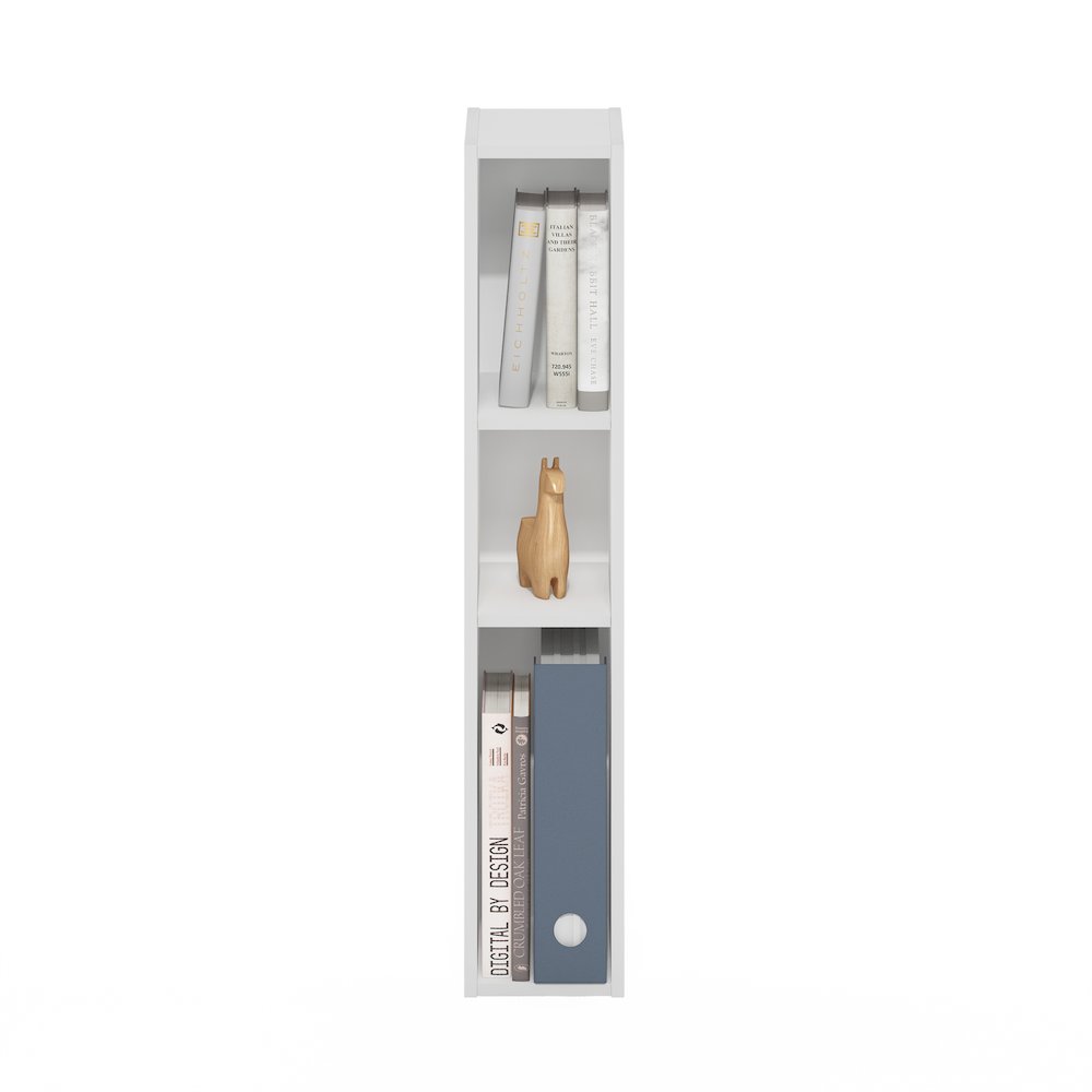 FULDA Book Shelf, 3-Tier Narrow Storage Cabinet, White. Picture 1