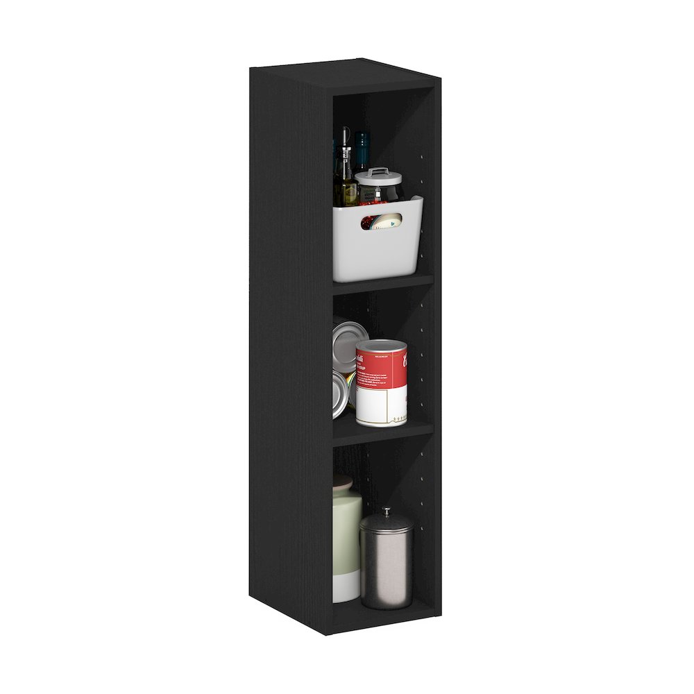 FULDA Book Shelf, 3-Tier Narrow Storage Cabinet, Blackwood. Picture 5