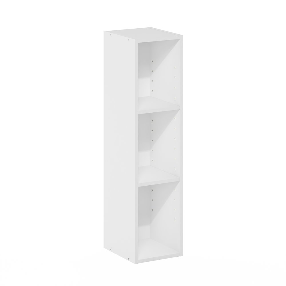 FULDA Book Shelf, 3-Tier Narrow Storage Cabinet, White. Picture 1