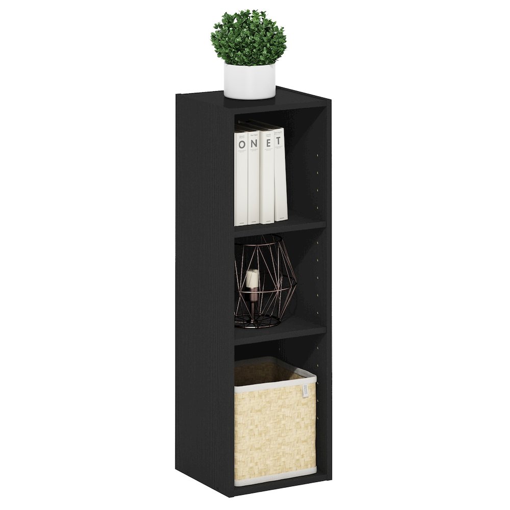 FULDA Book Shelf, 3-Tier Narrow Storage Cabinet, Blackwood. Picture 4