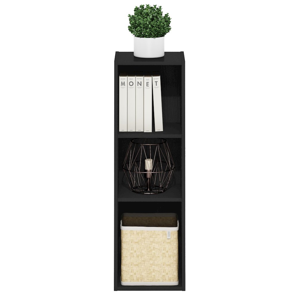 FULDA Book Shelf, 3-Tier Narrow Storage Cabinet, Blackwood. Picture 7