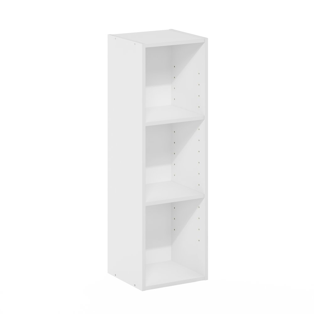 FULDA Book Shelf, 3-Tier Narrow Storage Cabinet, White. Picture 3
