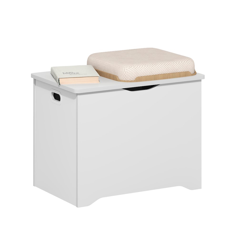 BASIC Storage Chest, Storage Bench with Safety Hinged Soft Closed Lid, White. Picture 6