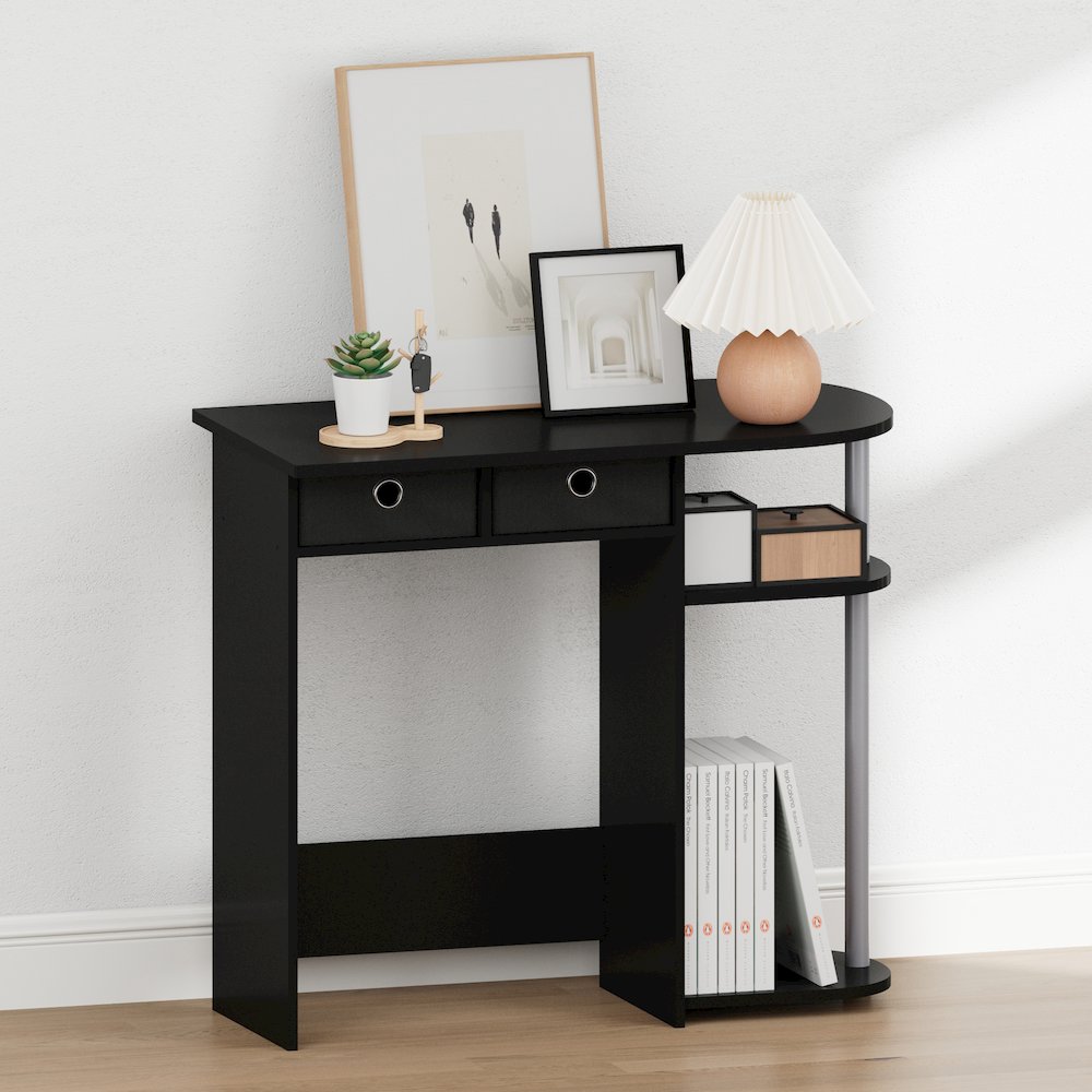 JAYA 32-Inch Black Entryway Table with 2 Fabric Drawers, Black. Picture 4