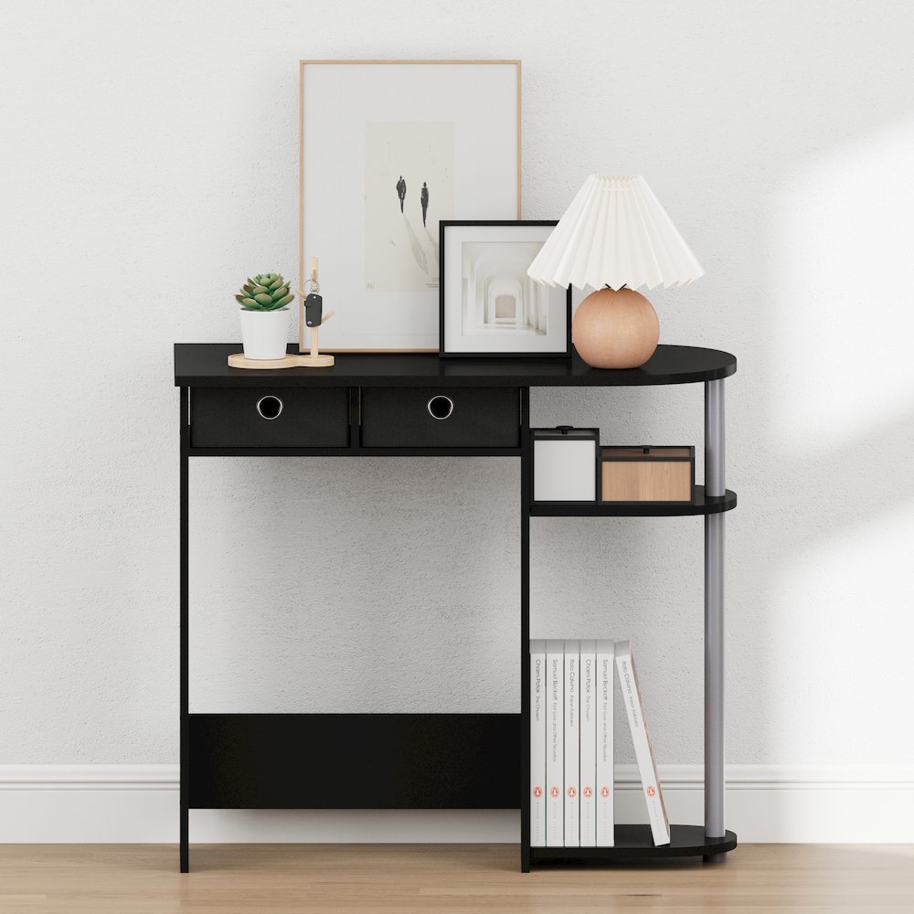 JAYA 32-Inch Black Entryway Table with 2 Fabric Drawers, Black. Picture 5