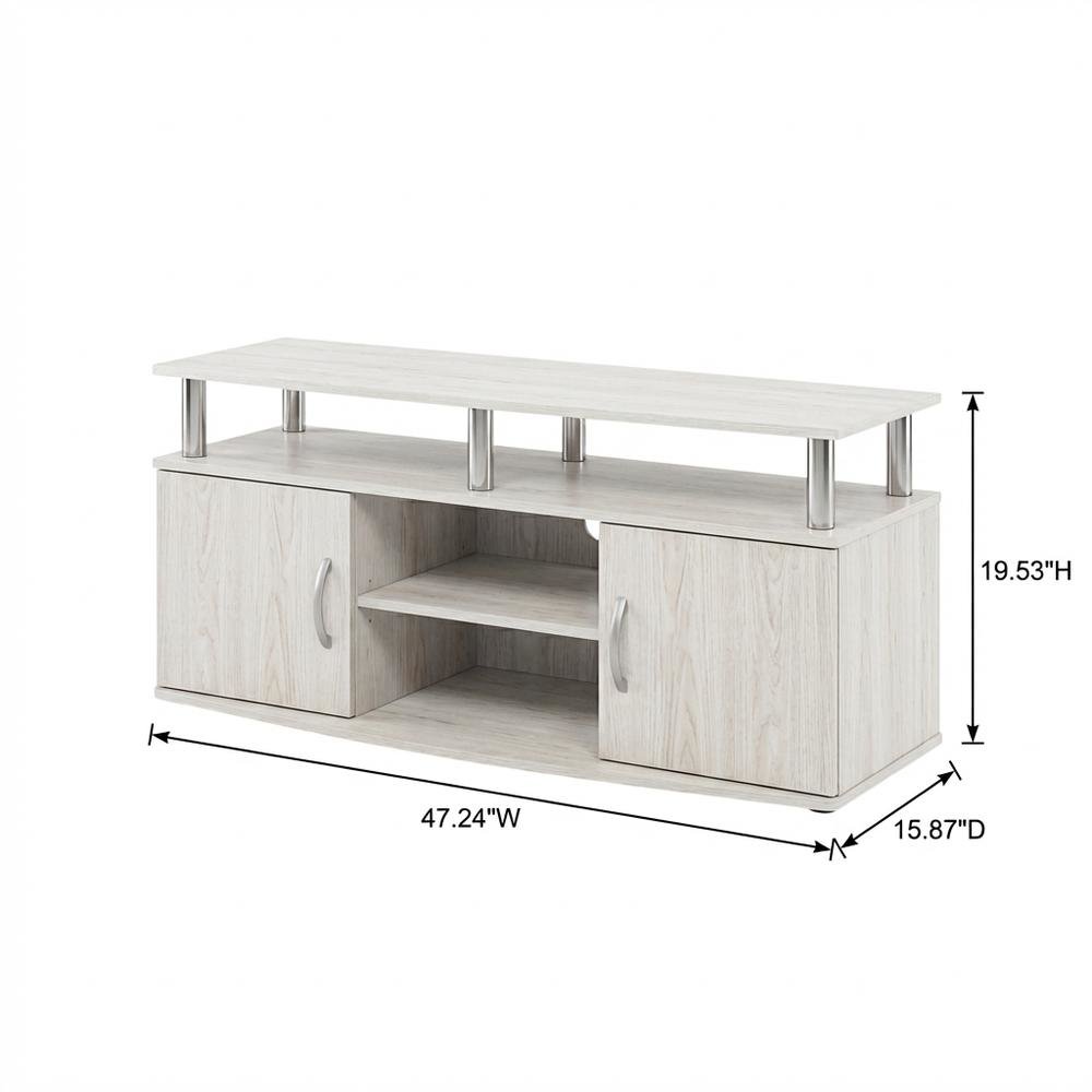 Stylish White Oak Entertainment Center for TVs Up to 55-In, Steel Tubes. Picture 7