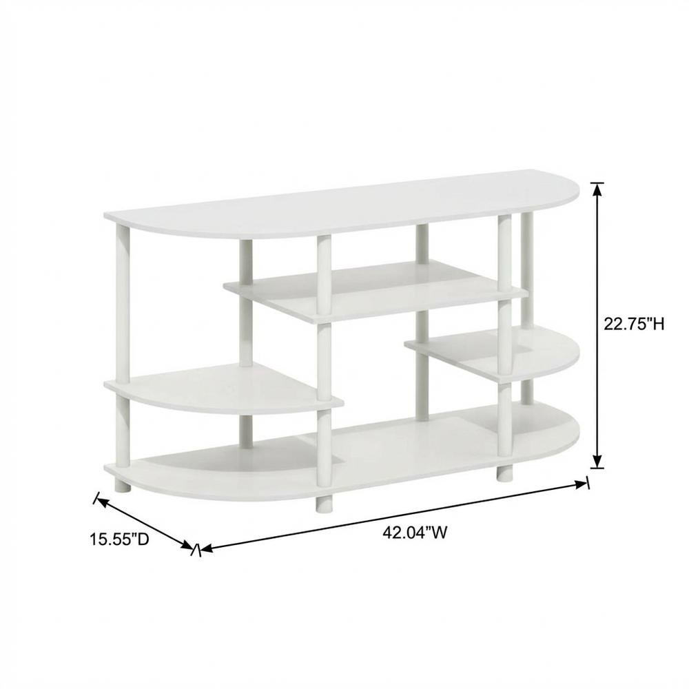 White Corner TV Stand with Solid Rubberwood and Walnut Veneers, Modern Design. Picture 7