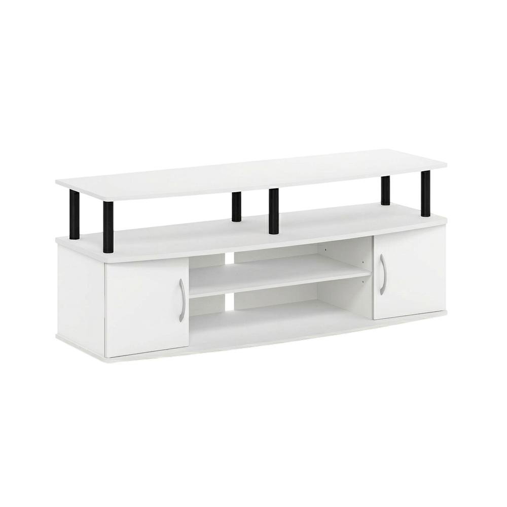 White/Black Large TV Stand with Spacious Storage for Entertainment Centers. Picture 1