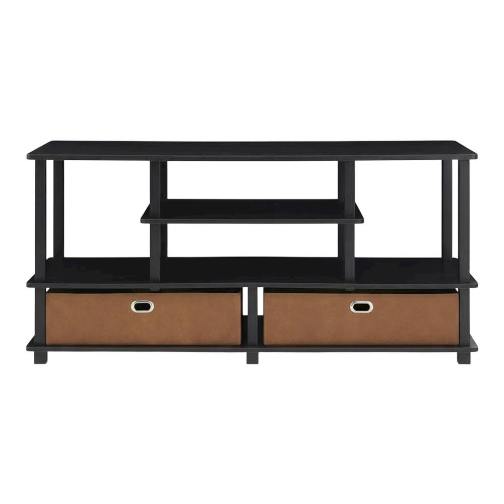 Large TV stand, up to 50-inch TV, storage bin, black composite wood. Picture 4