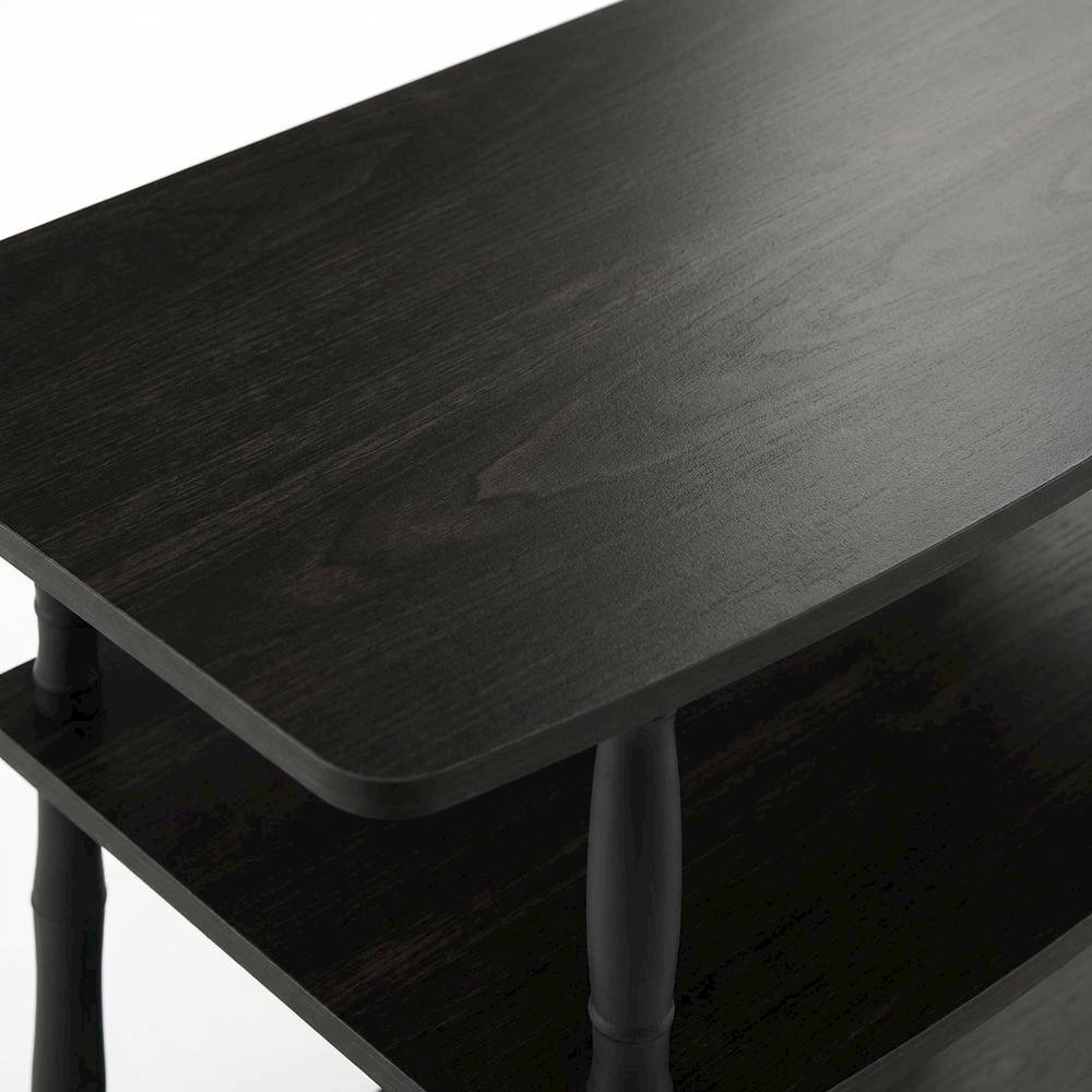 Espresso and Black Wood TV Stand with 3-Tier Open Shelves and Modern Design. Picture 5