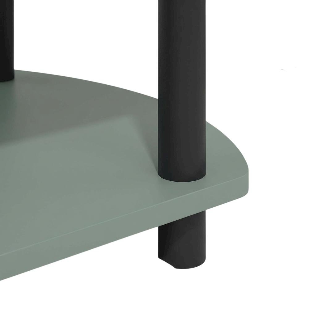 Sage Green TV Stand, 55-Inch Flat Screen, Open Shelves, Rounded Corners. Picture 6