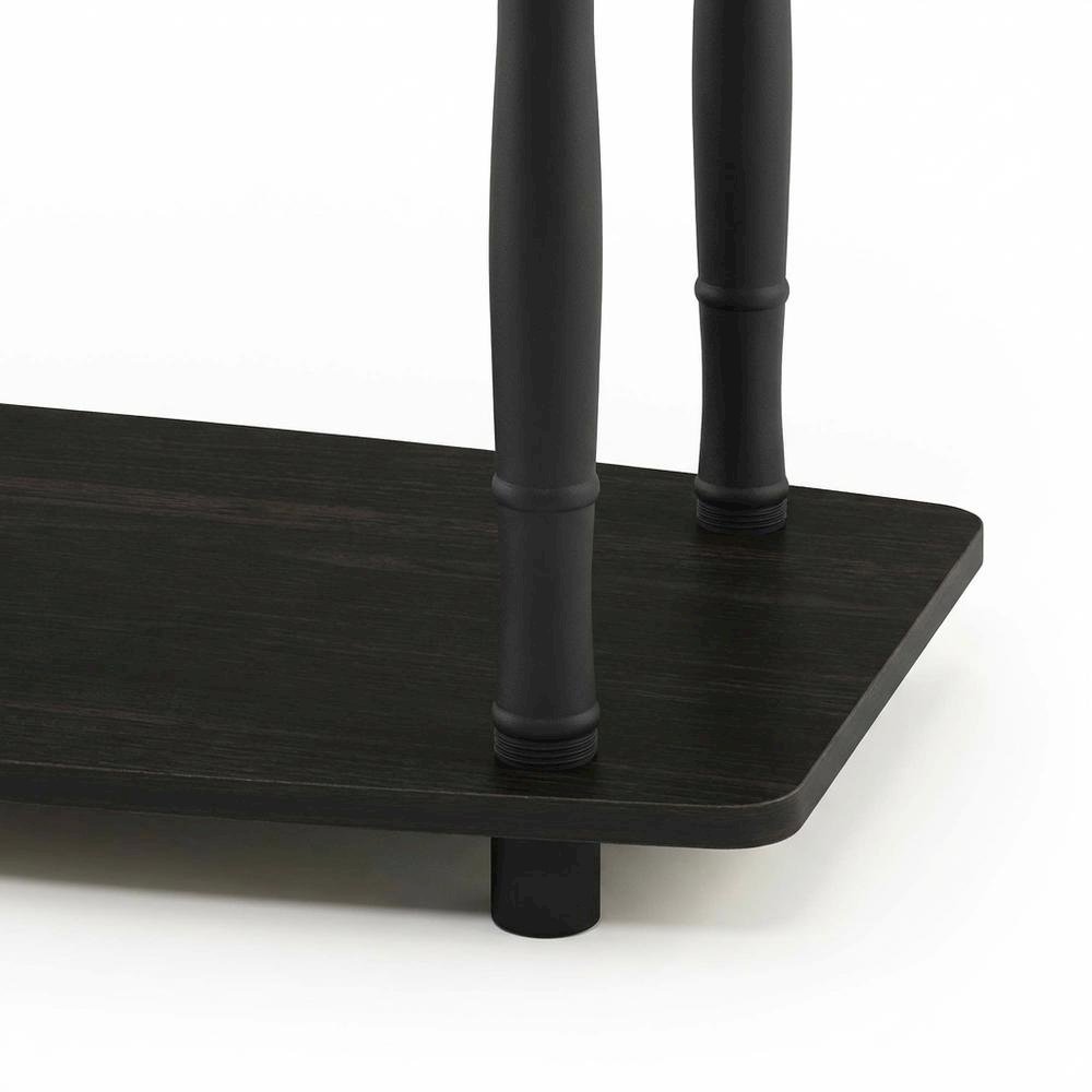 Espresso and Black Wood TV Stand with 3-Tier Open Shelves and Modern Design. Picture 6