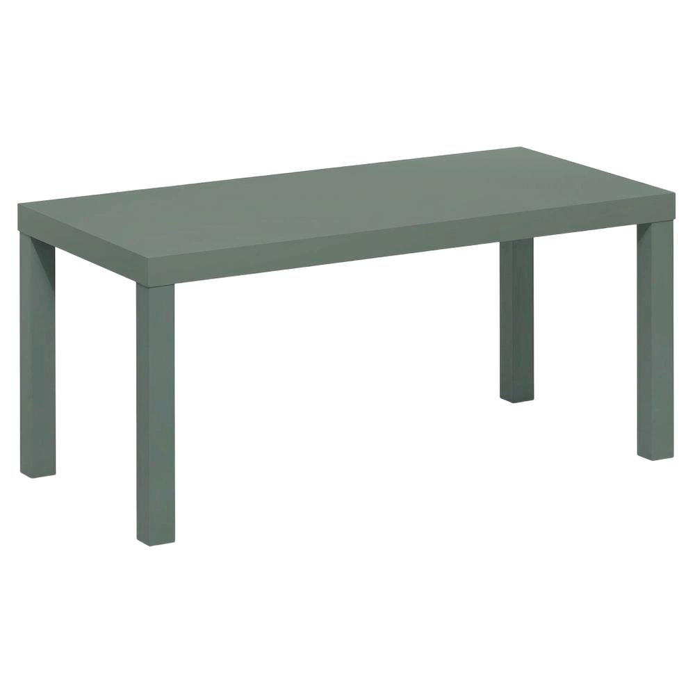 Rectangular Sage Green Coffee Table with Thick Tabletop, Modern Style. Picture 1