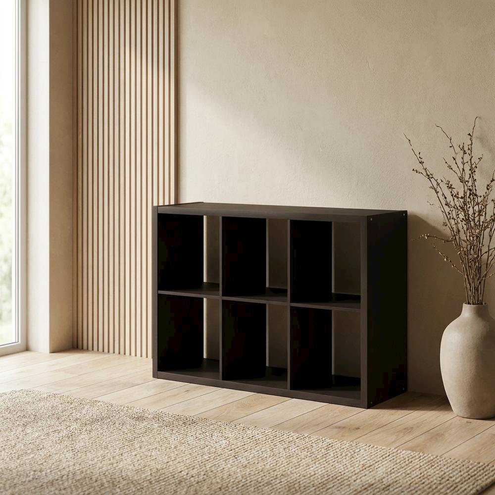 Black Wood Open Back Closet Storage Organizer Shelf Unit. Picture 3