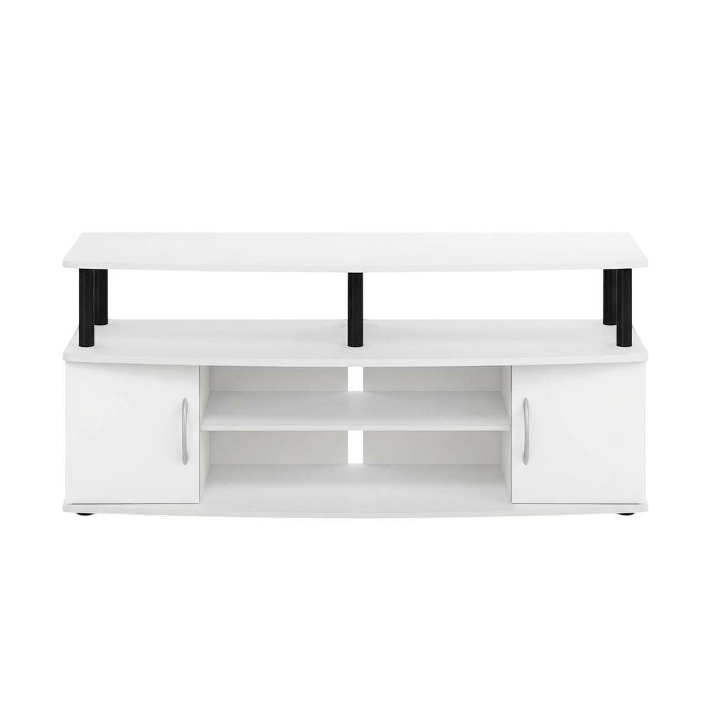 White/Black Large TV Stand with Spacious Storage for Entertainment Centers. Picture 4