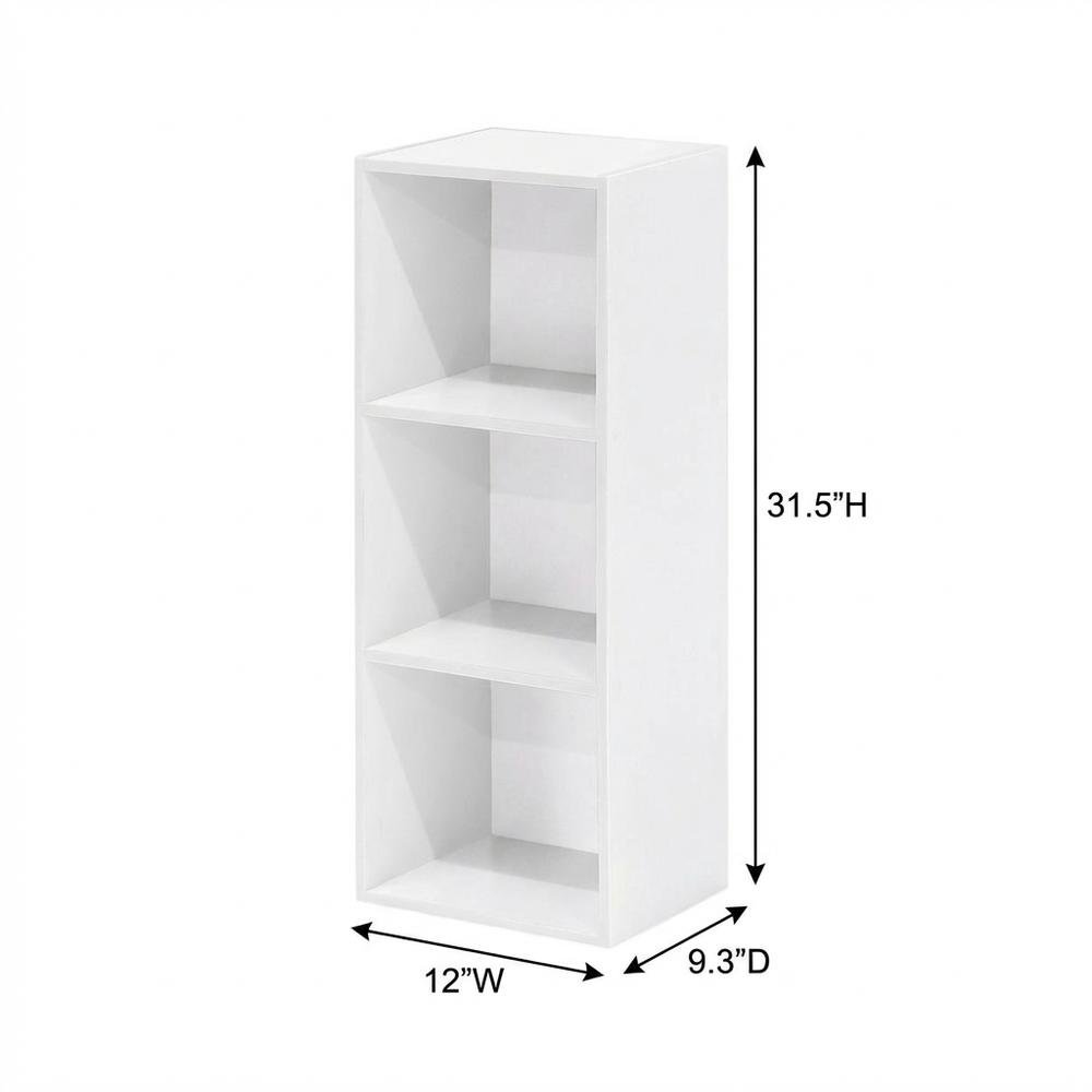 White 3-Tier Open Shelf Bookcase with Modern Design and Sturdy Construction. Picture 7