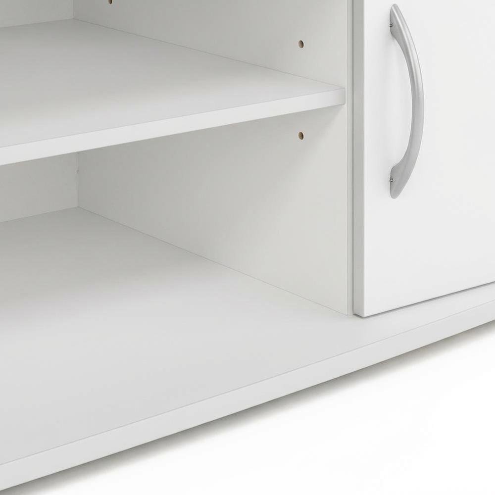 White/Black Large TV Stand with Spacious Storage for Entertainment Centers. Picture 6