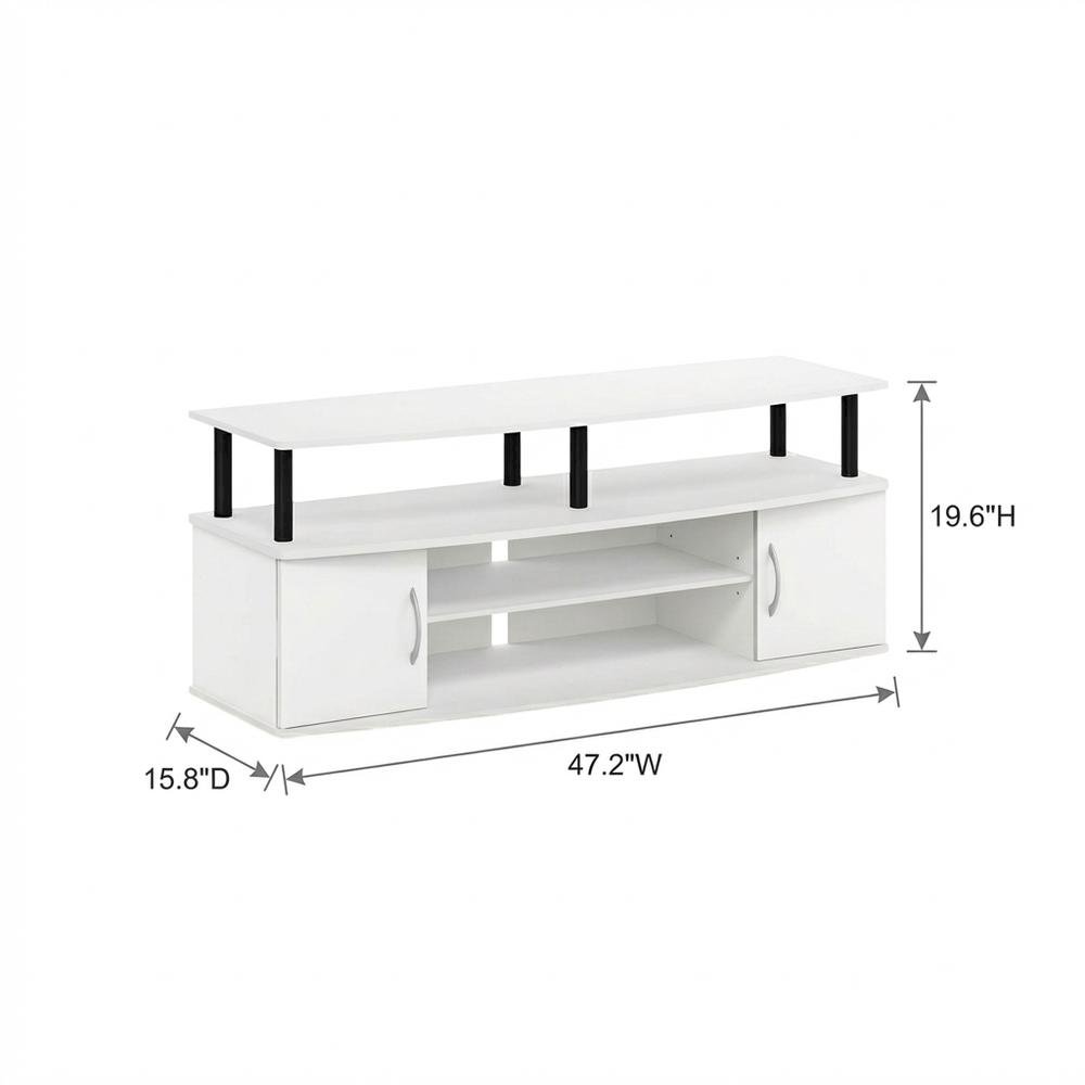 White/Black Large TV Stand with Spacious Storage for Entertainment Centers. Picture 7