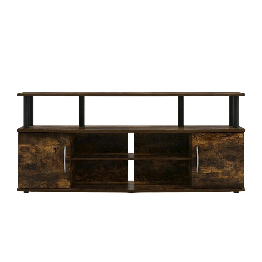 Black Amber Pine Large Entertainment Center with Spacious Storage. Picture 4