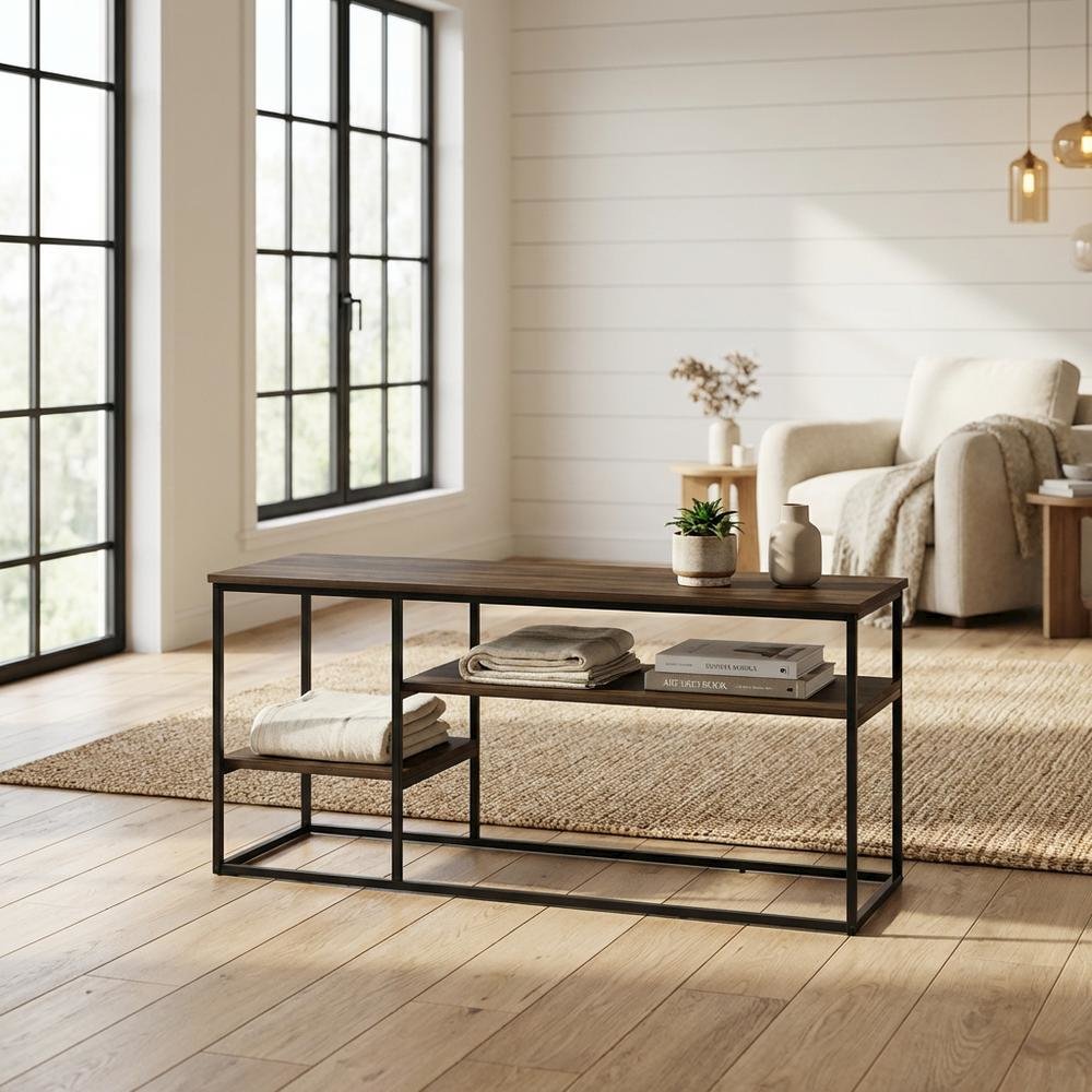 Modern TV stand, up to 50-inch TVs in Columbia Walnut finish, composite wood. Picture 3