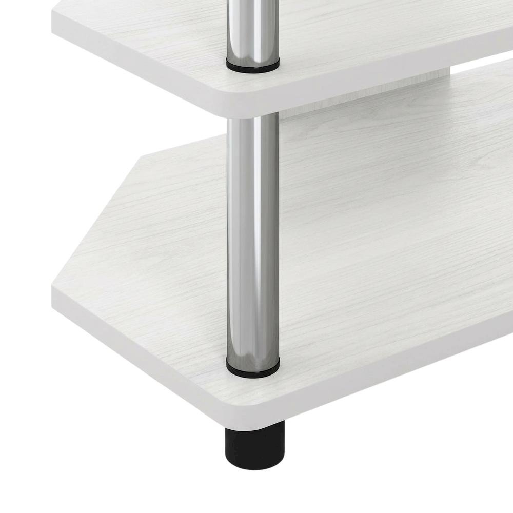 White 4-Tier Corner TV Stand for TVs up to 55 inches with easy assembly. Picture 6