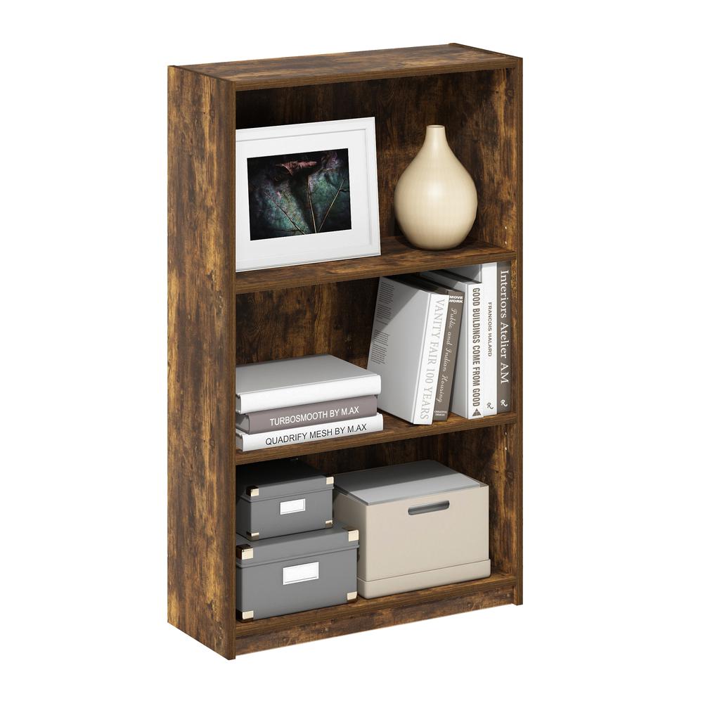 JAYA Simple Home 3-Tier Adjustable Shelf Bookcase, Amber Pine. Picture 4