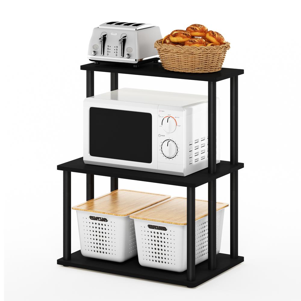 Furinno Turn-N-Tube 3-Tier Toolless Kitchen Storage Shelf, Americano/Black. Picture 4