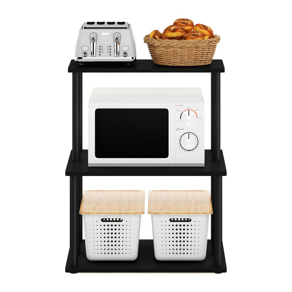 Furinno Turn-N-Tube 3-Tier Toolless Kitchen Storage Shelf, Americano/Black. Picture 5