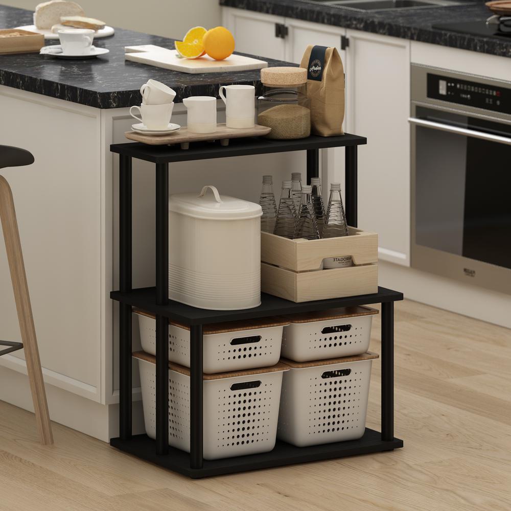 Furinno Turn-N-Tube 3-Tier Toolless Kitchen Storage Shelf, Americano/Black. Picture 6