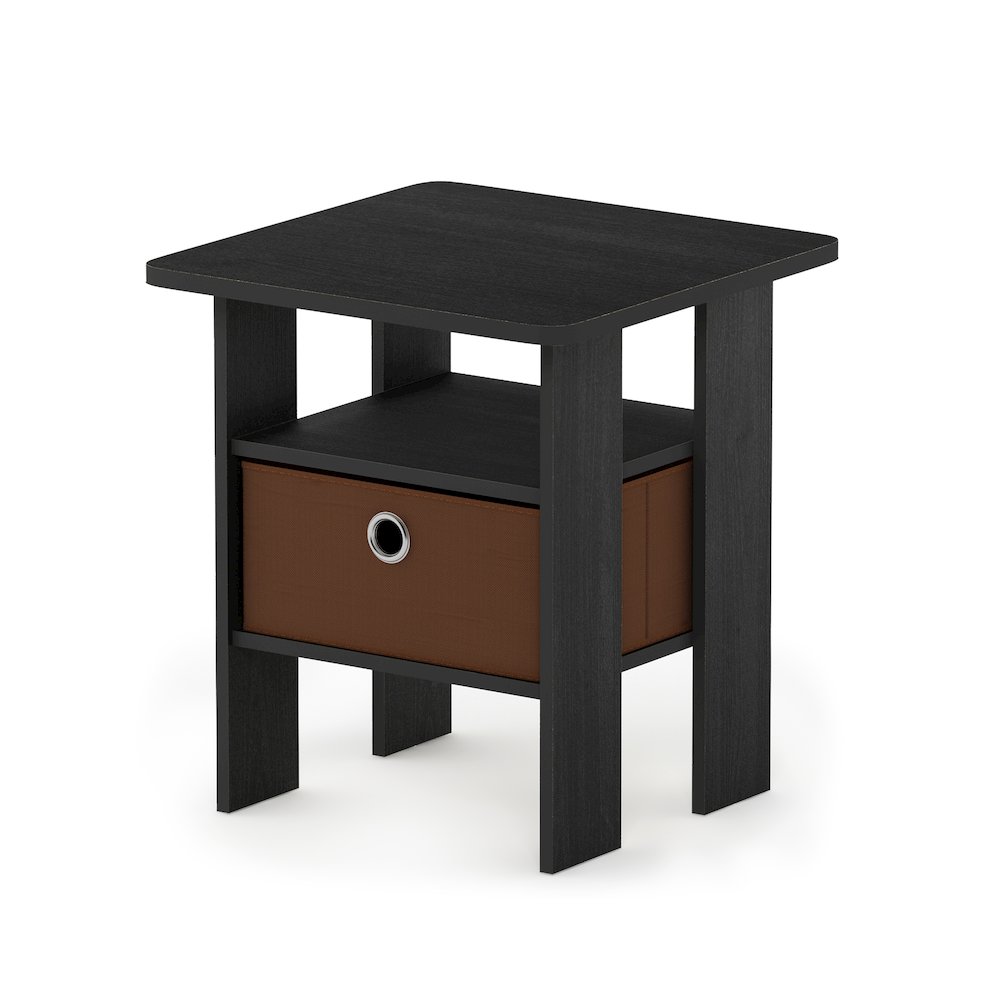 TIDUR Night Stand, Open Shelf, Storage Bin, Americano. Picture 1