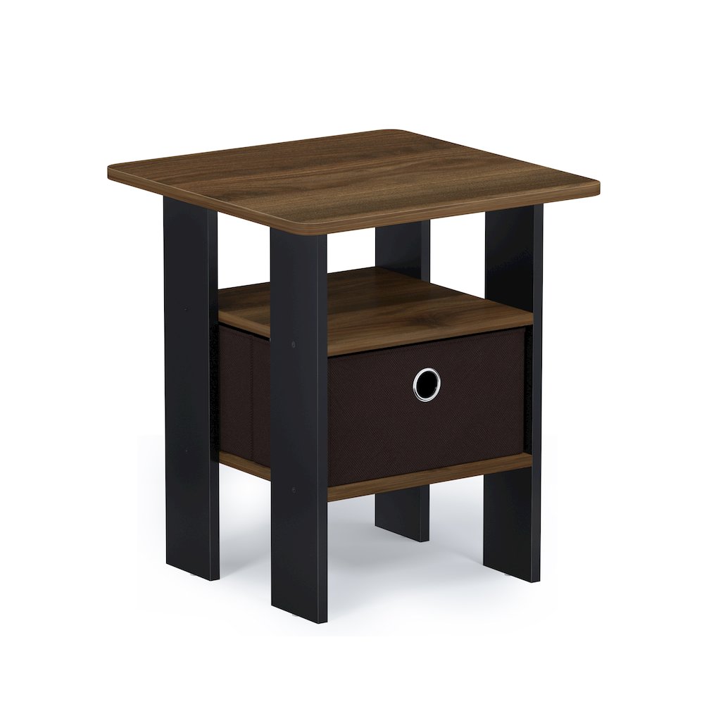 TIDUR Night Stand, Open Shelf, Storage Bin, Columbia Walnut. Picture 1