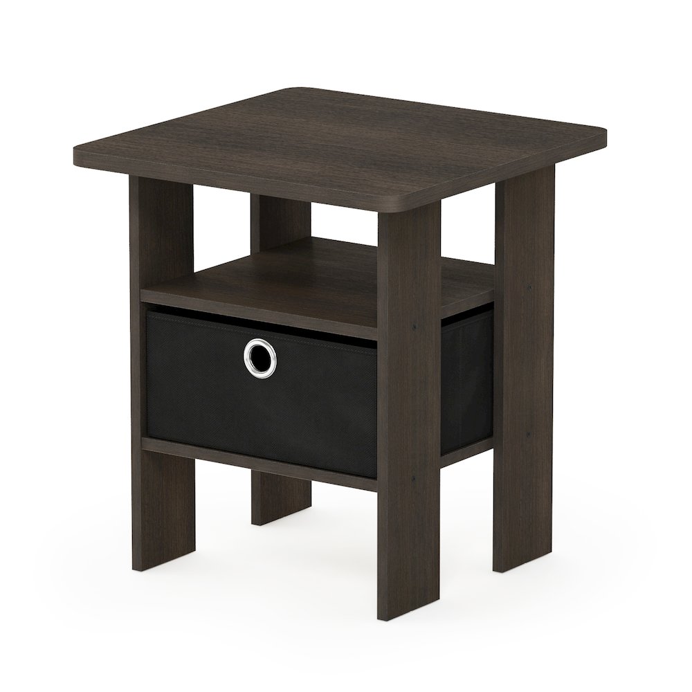 TIDUR Night Stand, Open Shelf, Storage Bin, Dark Brown. Picture 1