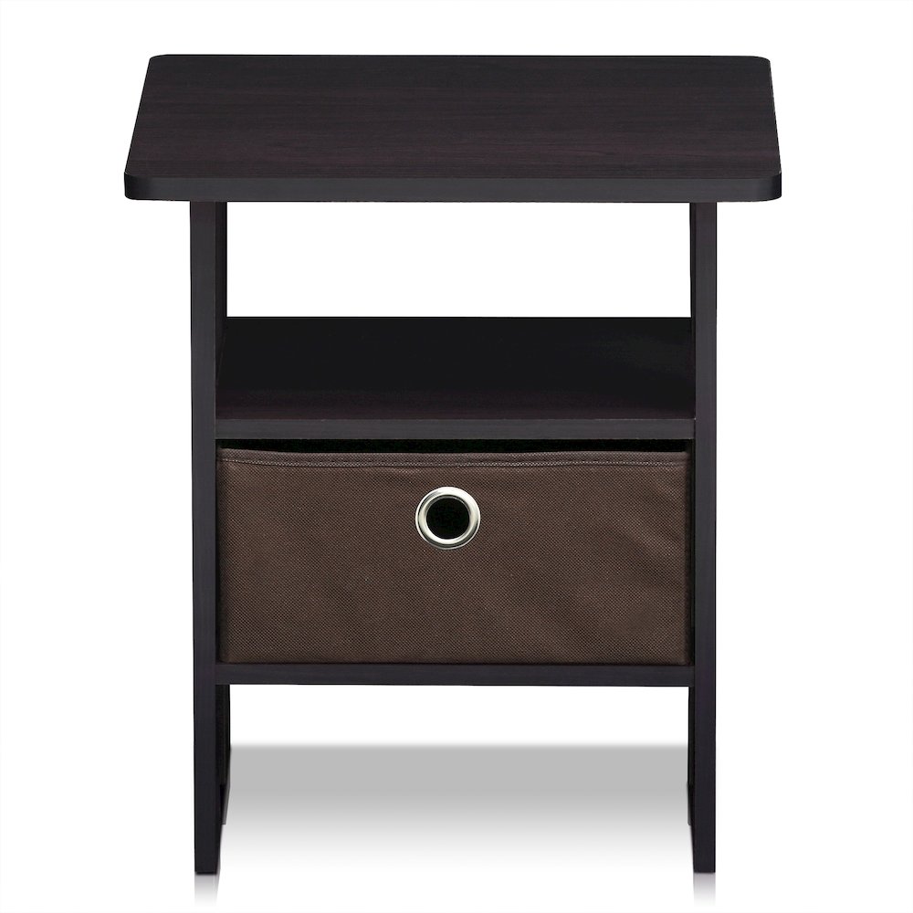 TIDUR Night Stand, Open Shelf, Storage Bin, Dark Walnut. Picture 7
