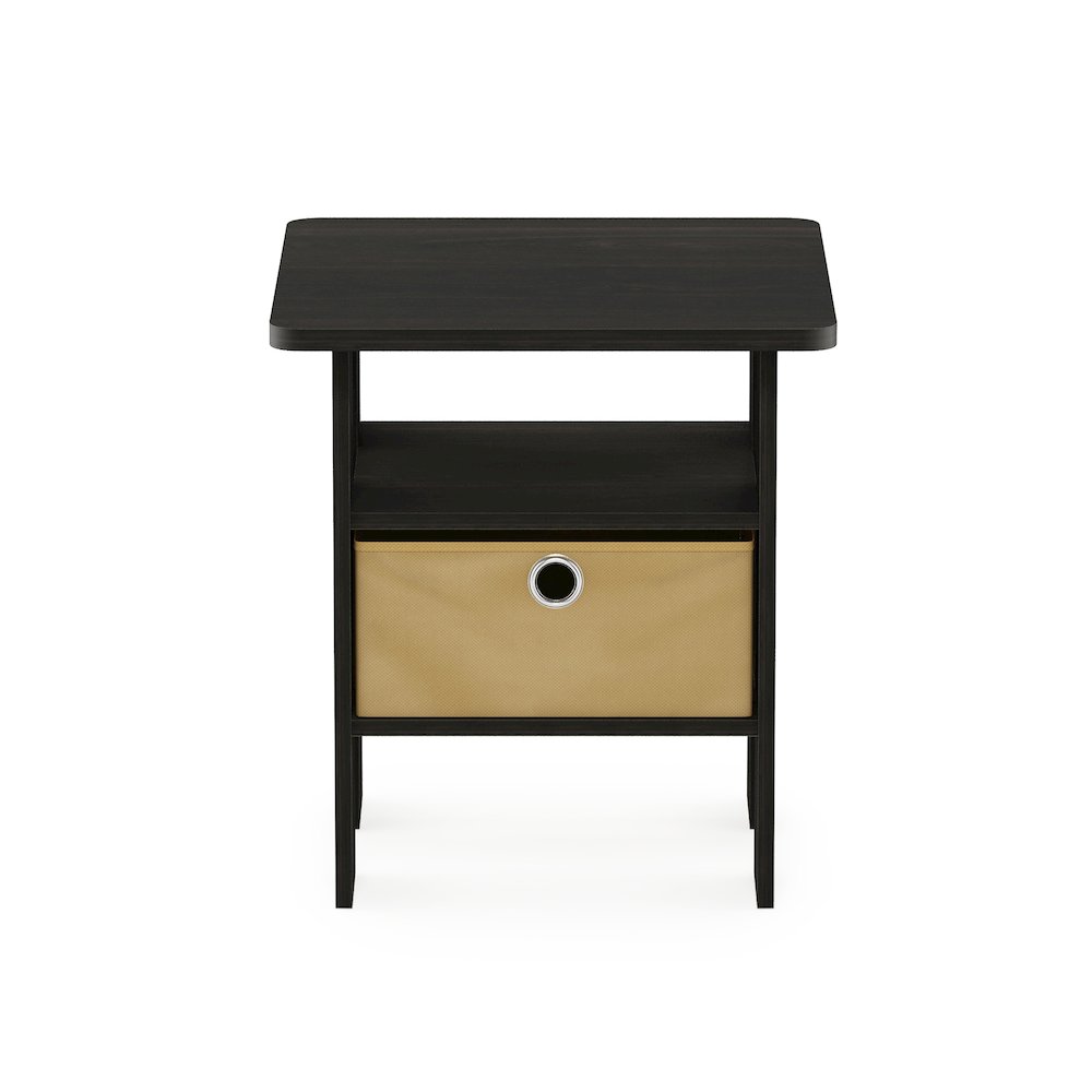 TIDUR Night Stand, Open Shelf, Storage Bin, Espresso. Picture 7