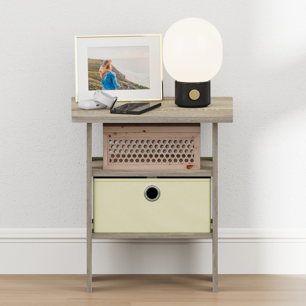 TIDUR Night Stand, Open Shelf, Storage Bin, Sonoma Oak. Picture 2