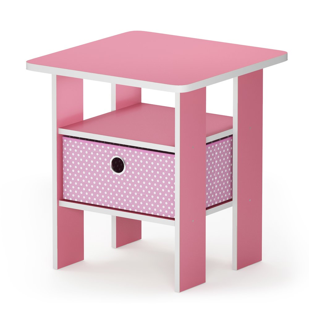 TIDUR Night Stand, Open Shelf, Storage Bin, Pink. Picture 6