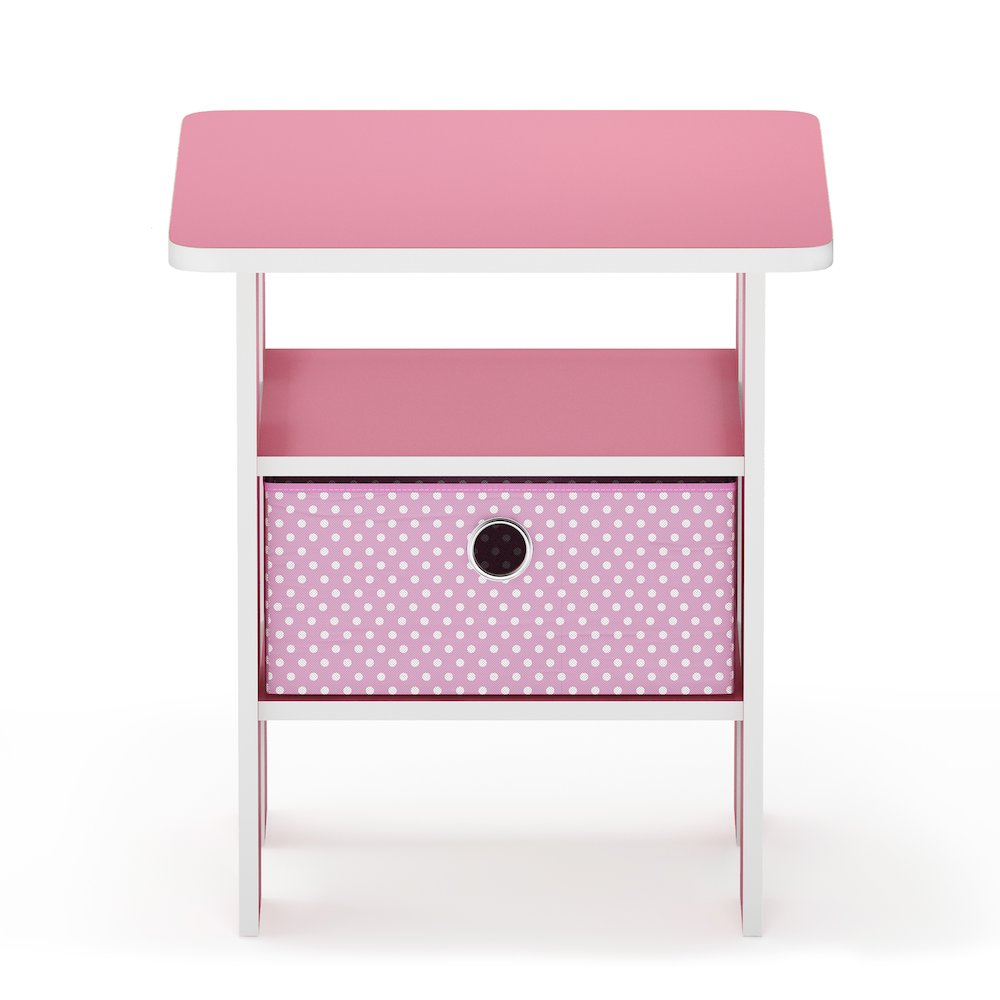 TIDUR Night Stand, Open Shelf, Storage Bin, Pink. Picture 7