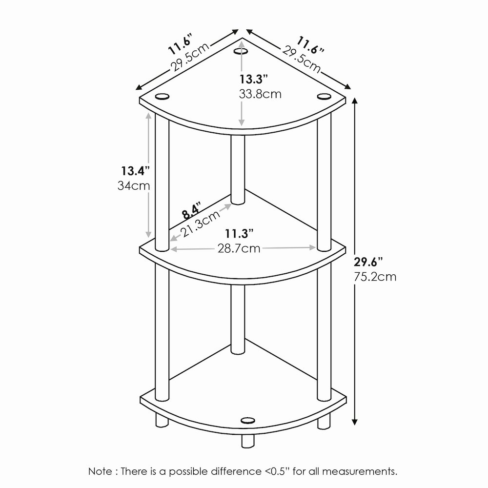 Turn-N-Tube 3-Tier Corner Shelf, Toolless Assembly, Amber Pine. Picture 2