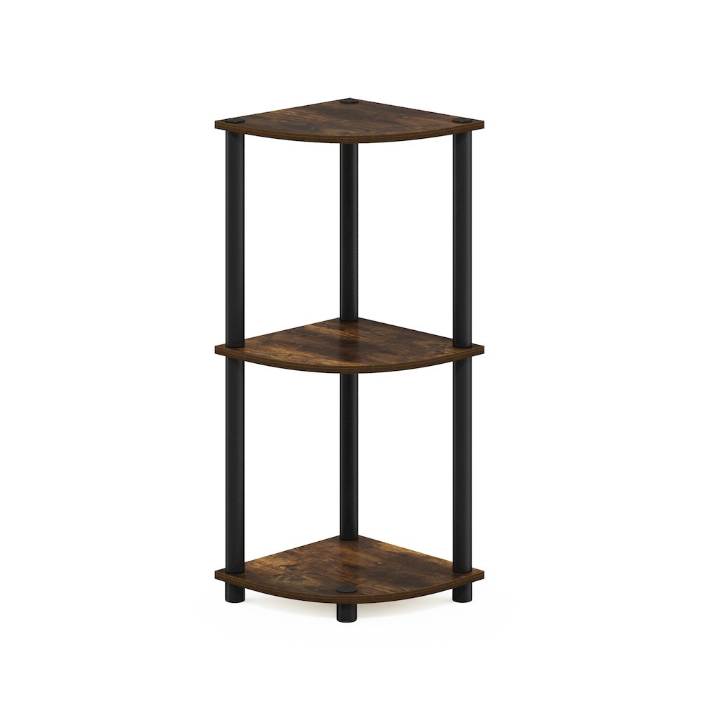 Turn-N-Tube 3-Tier Corner Shelf, Toolless Assembly, Amber Pine. Picture 1