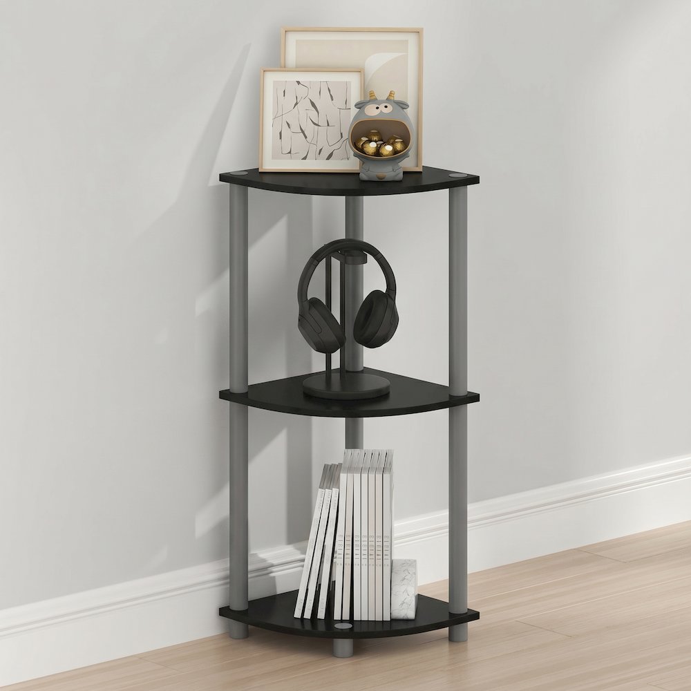 Turn-N-Tube 3-Tier Corner Shelf, Toolless Assembly, Black. Picture 3