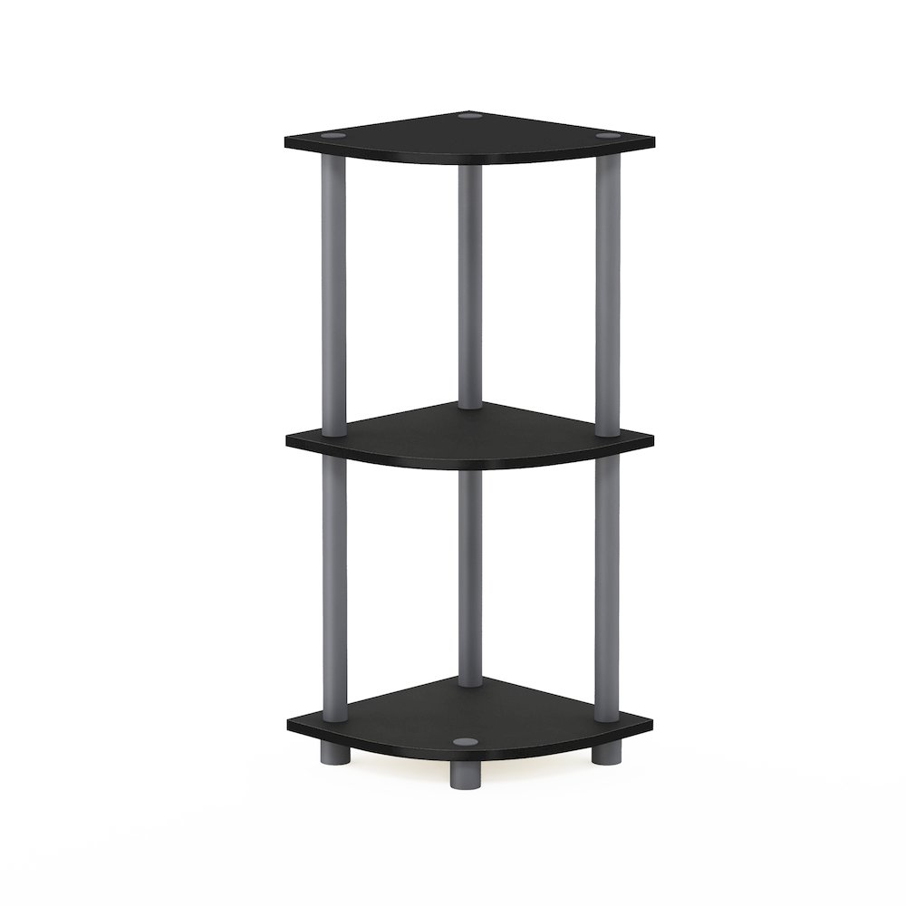 Turn-N-Tube 3-Tier Corner Shelf, Toolless Assembly, Black. Picture 1