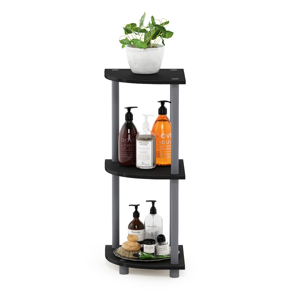 Turn-N-Tube 3-Tier Corner Shelf, Toolless Assembly, Black. Picture 7