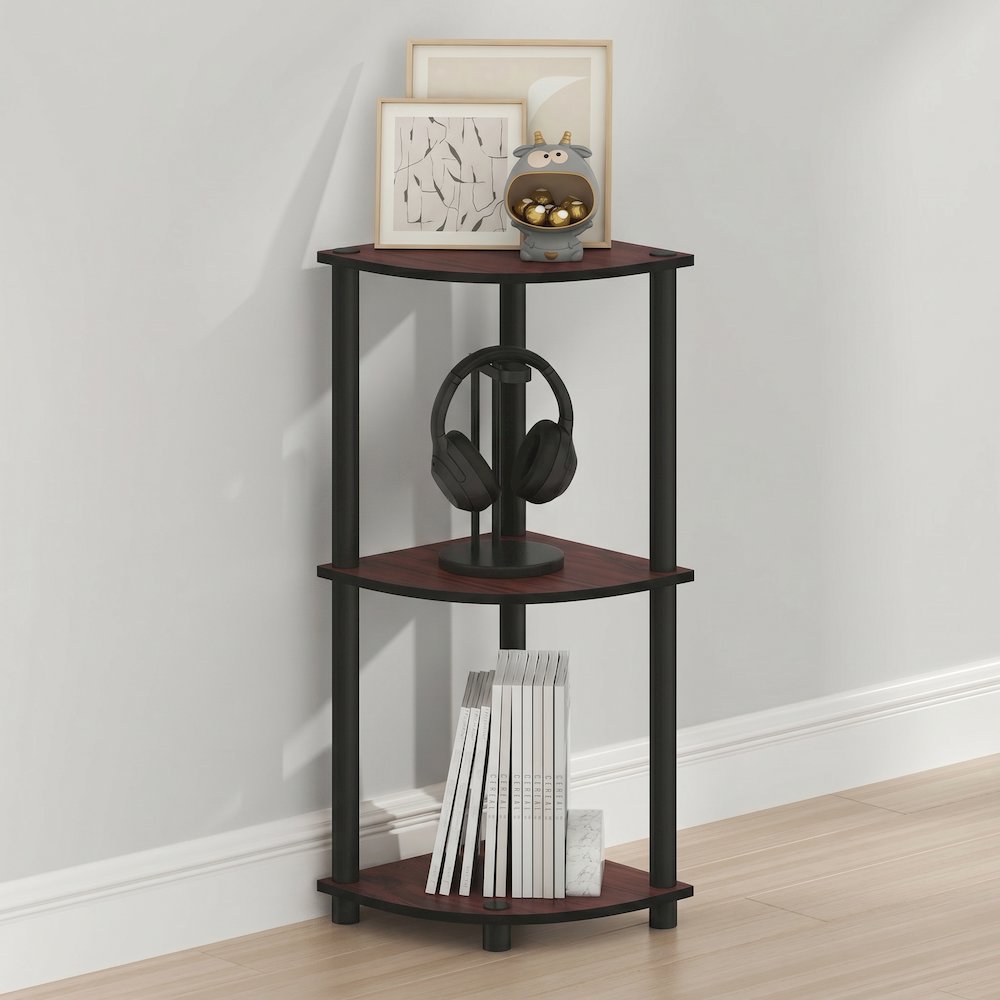 Turn-N-Tube 3-Tier Corner Shelf, Toolless Assembly, Dark Cherry. Picture 3